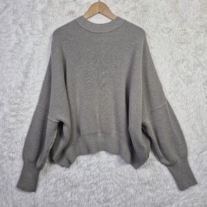 Free People Alli Oversized Chunky Heavy Sweater Gray Sz Medium Boho